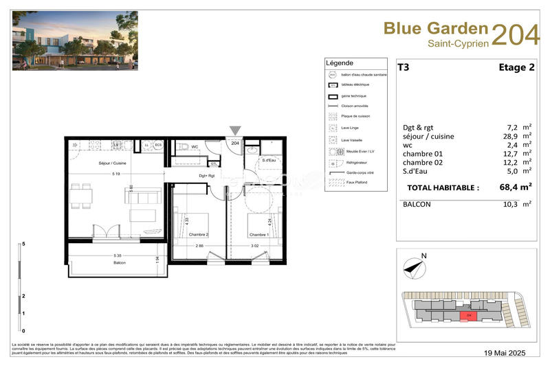 Appartement - 68 m² - 3 pièces