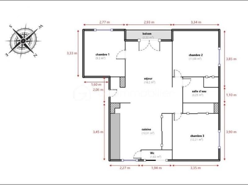 Appartement - 67 m² - 4 pièces