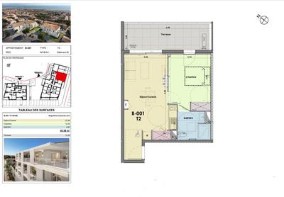 Appartement - 40 m² - 2 pièces