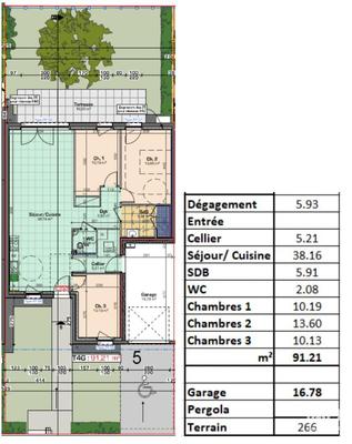 Maison - 91 m² - 4 pièces