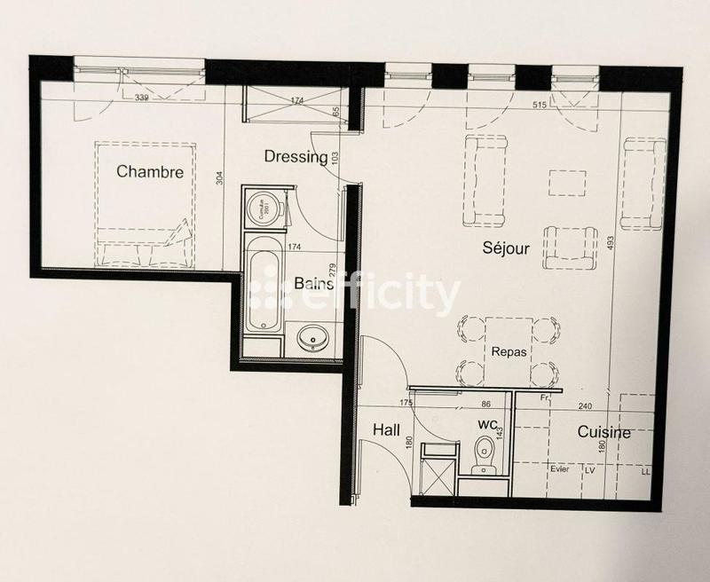 Appartement - 52 m² - 2 pièces