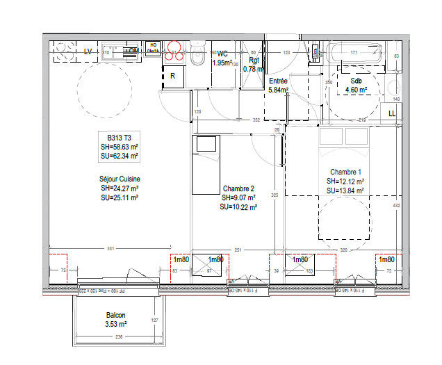 Appartement ancien - 62 m² - 3 pièces