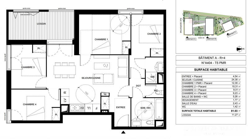Appartement - 81 m² - 5 pièces