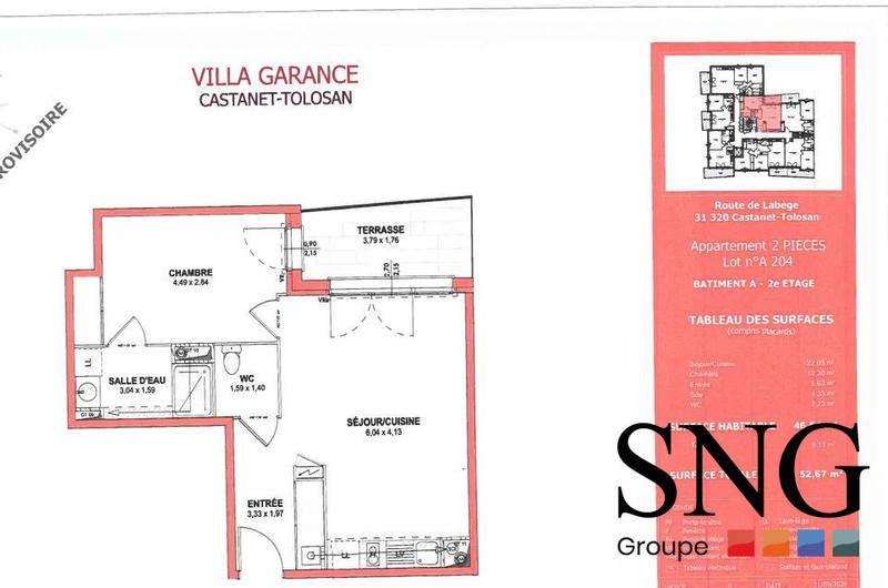 Appartement - 45 m² - 2 pièces