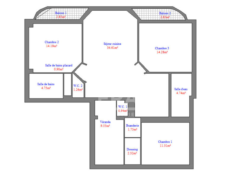 Appartement - 98 m² - 4 pièces