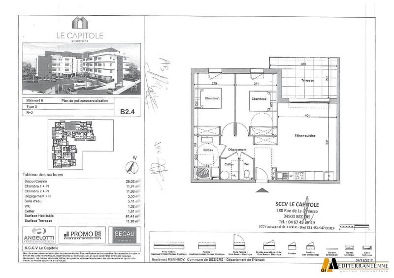 Appartement - 61 m² - 3 pièces