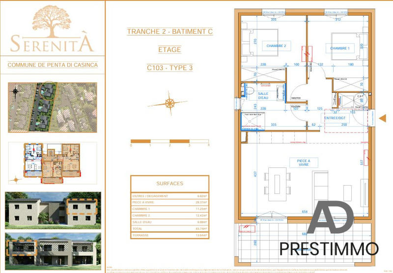 Appartement - 66 m² - 3 pièces