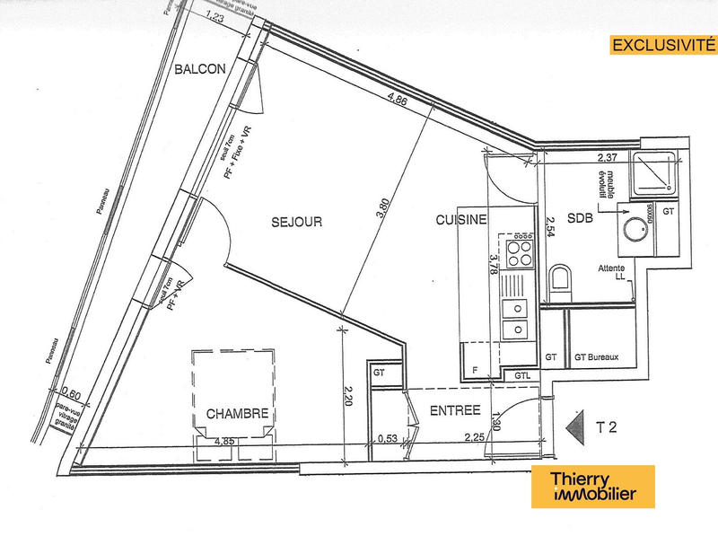 Appartement - 43 m² - 2 pièces