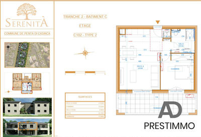 Appartement - 45 m² - 2 pièces