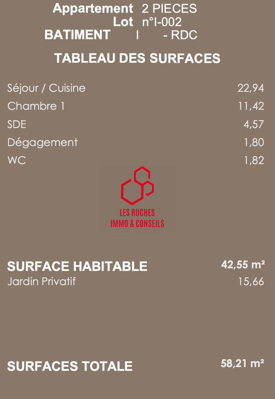 Appartement - 43 m² - 2 pièces