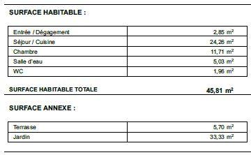 Appartement - 45 m² - 2 pièces