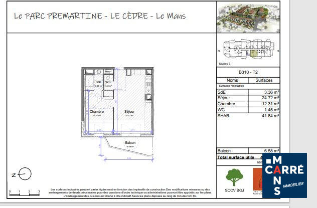 Appartement - 45 m² - 2 pièces
