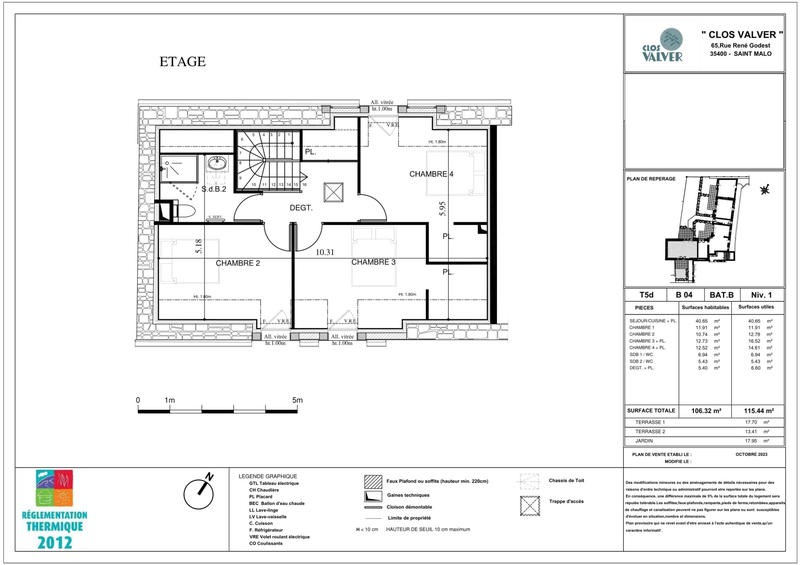 Appartement - 106 m² - 5 pièces