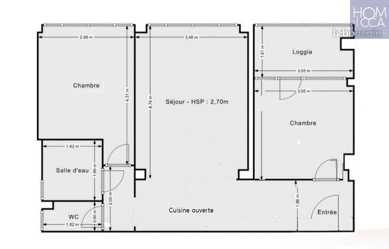 Appartement - 56 m² - 3 pièces