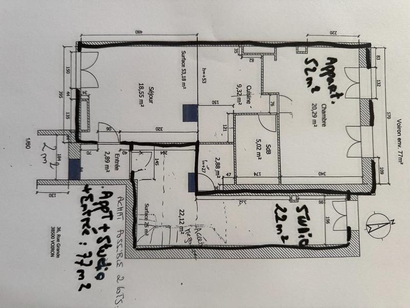 Appartement - 52 m² - 2 pièces