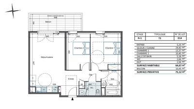 Appartement - 65 m² - 3 pièces