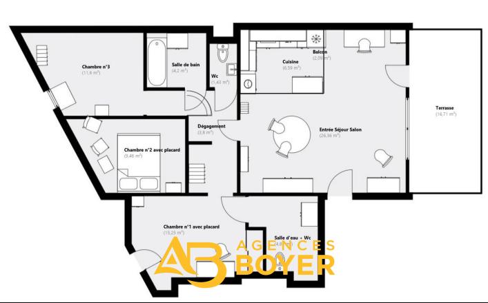 Appartement - 84 m² - 4 pièces