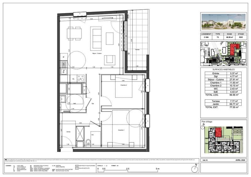 Appartement - 66 m² - 3 pièces
