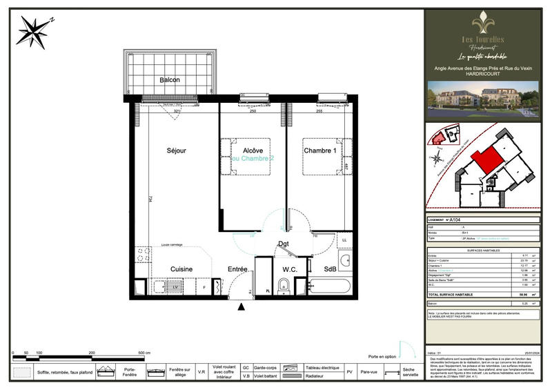 Appartement - 59 m² - 3 pièces