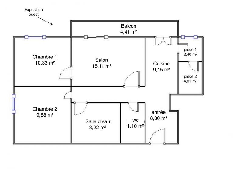 Appartement - 64 m² - 3 pièces