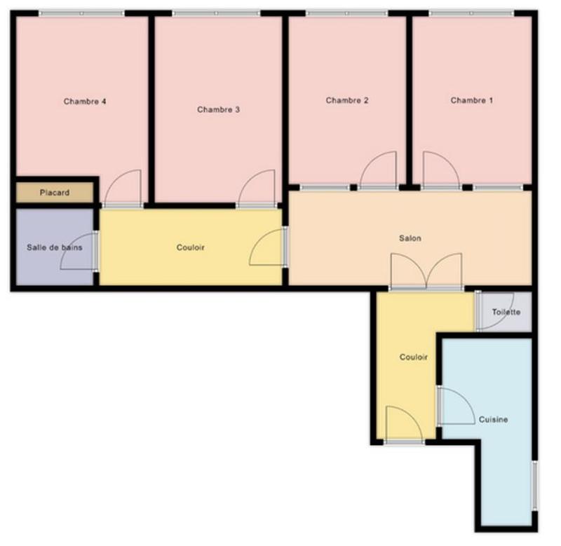 Chambre - 19 m² - 4 pièces