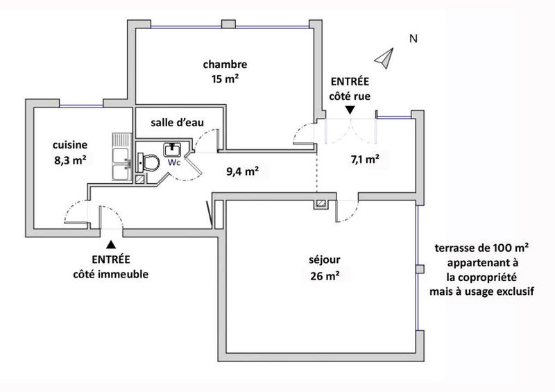 Appartement - 70 m² - 2 pièces