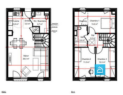 Maison - 86 m² - 4 pièces