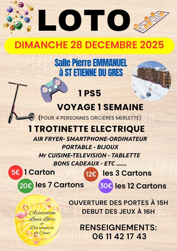 Loto à St. Etienne du Grès - Association Louis Lèbre