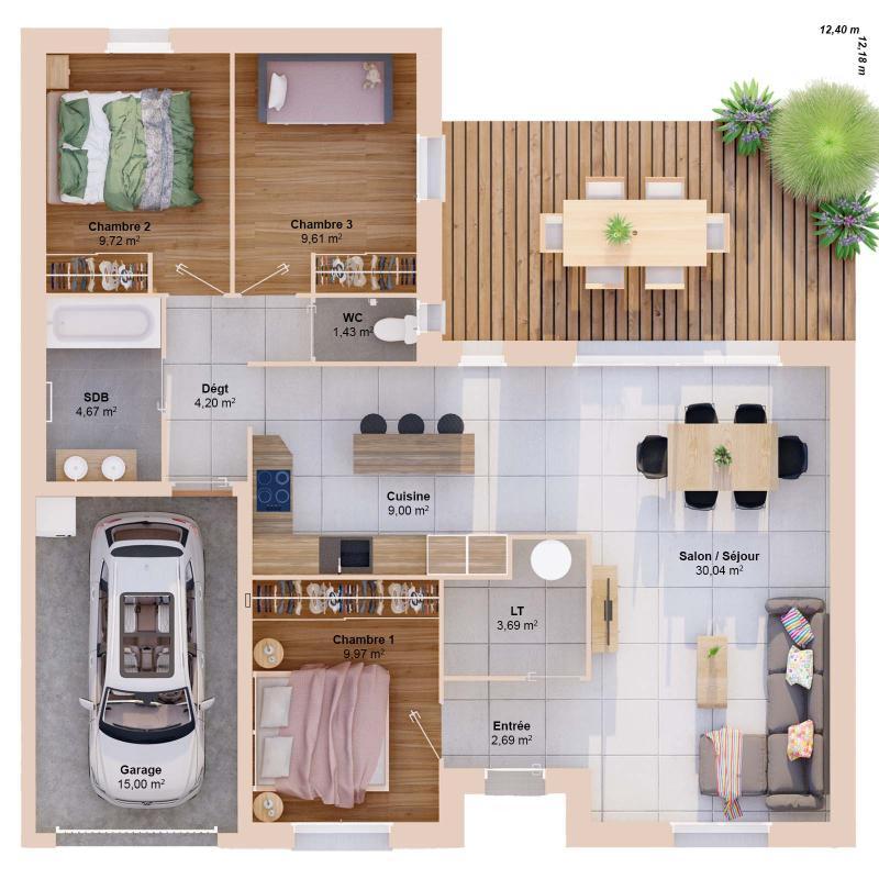 Maison - 85 m² - 5 pièces