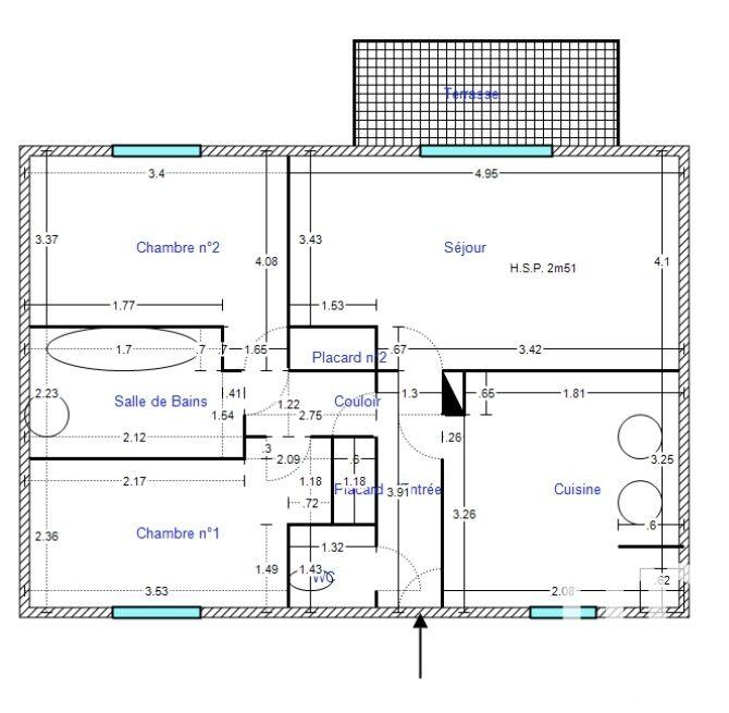 Maison - 65 m² - 3 pièces