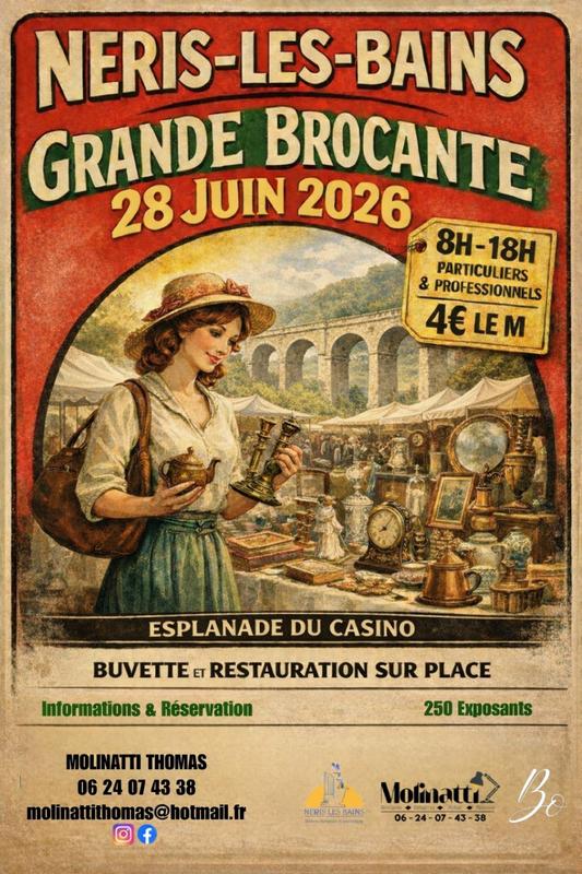 Grande brocante d'ete - néris-les-bains 28 juin 2026