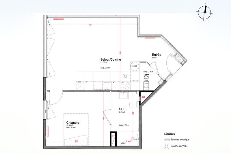 Appartement - 47 m² - 2 pièces
