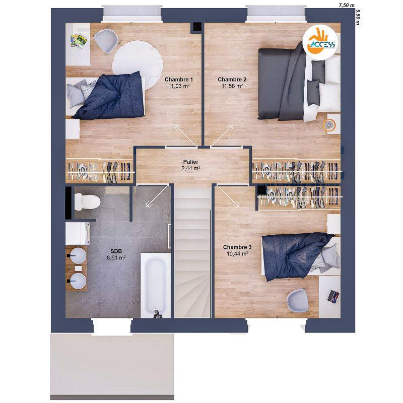 Maison - 81 m² - 5 pièces