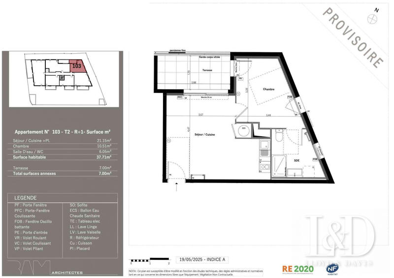 Appartement - 38 m² - 2 pièces