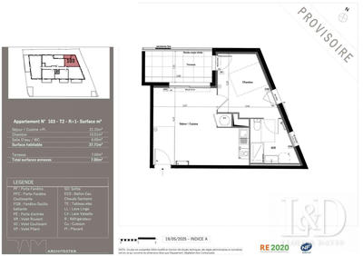 Appartement - 38 m² - 2 pièces