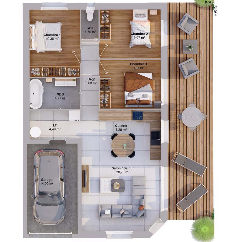 Maison - 72 m² - 5 pièces