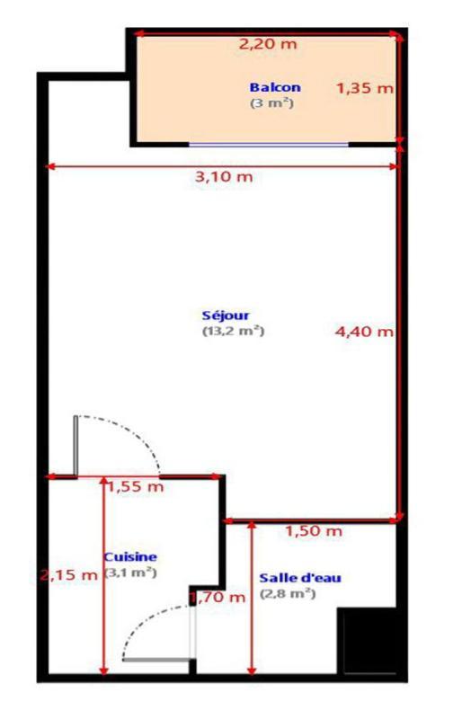 Studio - 19 m² - 1 pièce