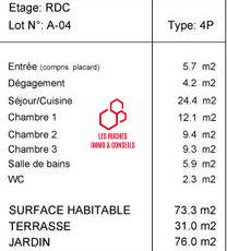 Appartement - 74 m² - 4 pièces