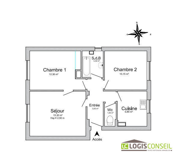 Appartement - 54 m² - 3 pièces