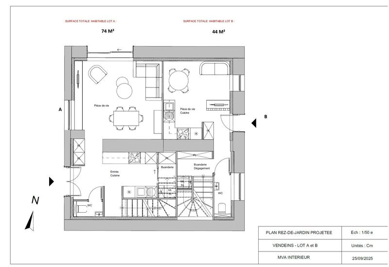 Duplex - 74 m² - 3 pièces