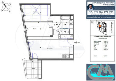 Appartement - 61 m² - 3 pièces