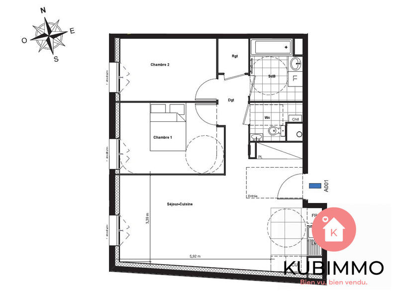 Appartement - 64 m² - 3 pièces