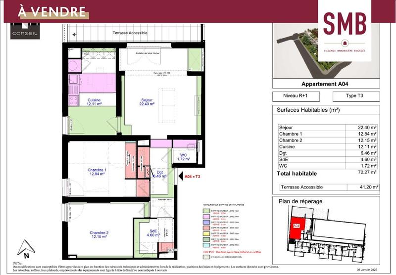 Appartement - 72 m² - 3 pièces