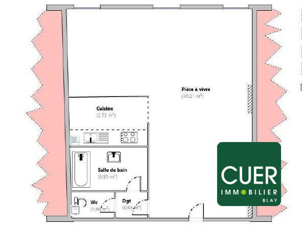 Appartement - 38 m² - 1 pièce