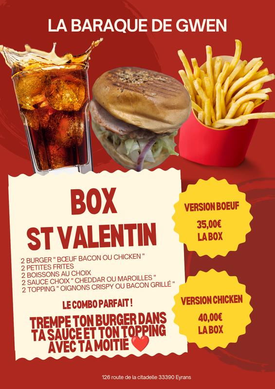 Menu Saint Valentin à la baraque de Gwen