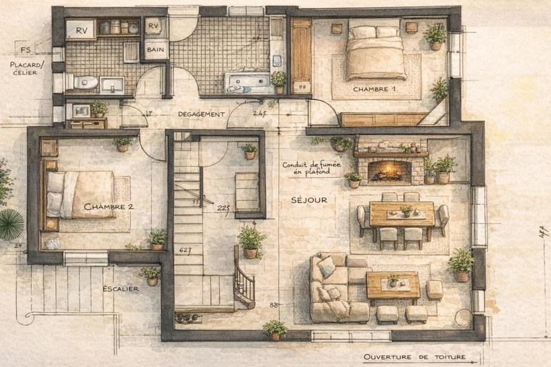 Maison - 88 m² - 5 pièces