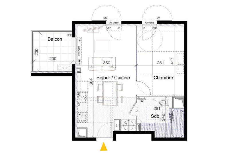 Appartement - 39 m² - 2 pièces