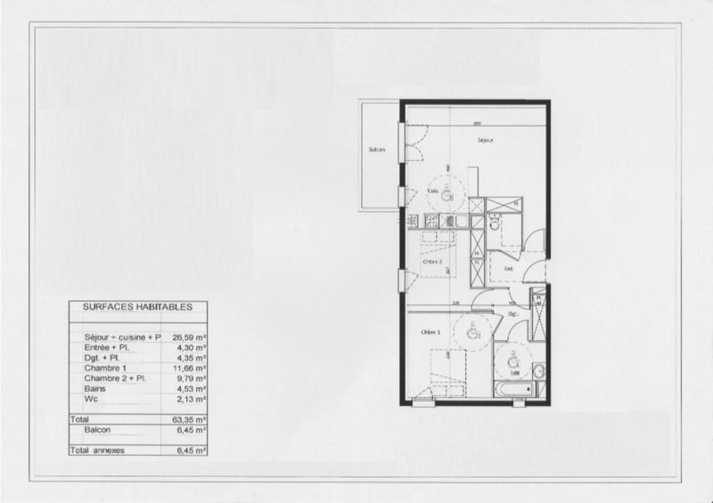 Appartement - 63 m² - 3 pièces