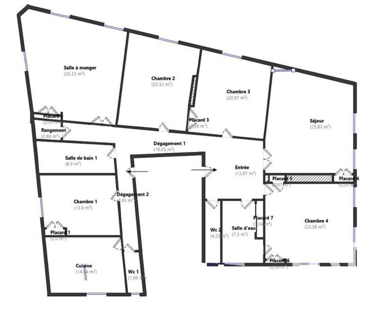 Appartement - 212 m² - 6 pièces