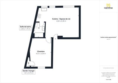 Appartement - 45 m² - 2 pièces